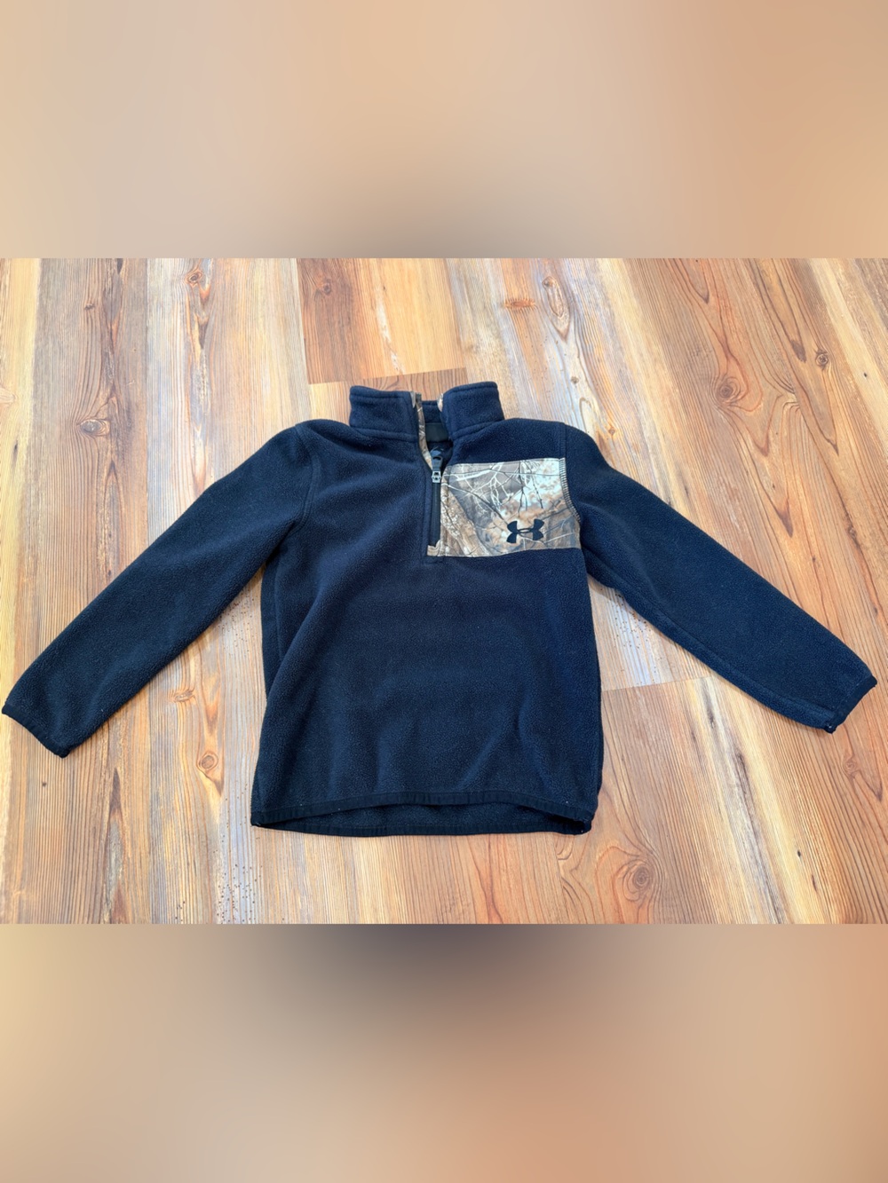 Under Armour Black Fleece Hoodie with Camo Trim Size 5